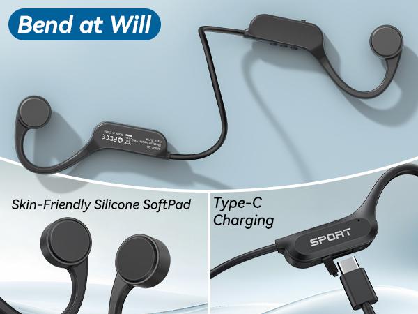 Viyawise B9 Bone Conduction Headphones Bluetooth 6.0 Open Ear Headphones with Mic, Premium Loud Sound 10Hrs Playtime Bluetooth Headphones, IPX6 Waterproof Sports Headset for Running, Cycling, Walking