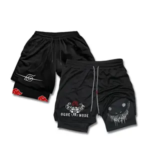 Cloud Design Anime Graphic Gym Short Workout Breathable Quick-drying Quarter Shorts Orge Mode Knee-short Fitness Basketball Shorts