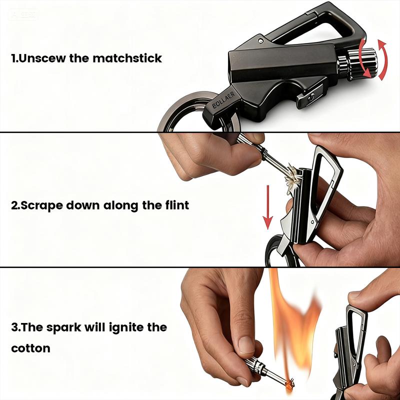 Keychain Lighter (Not Contain Lighter Fluid) ,Permanent Match Keychains,Reusable Fire Starter Key Ring, Hidden Forever Lighter Keychain,for Outdoor Survival Gift for Men,Mini Waterproof Lighters