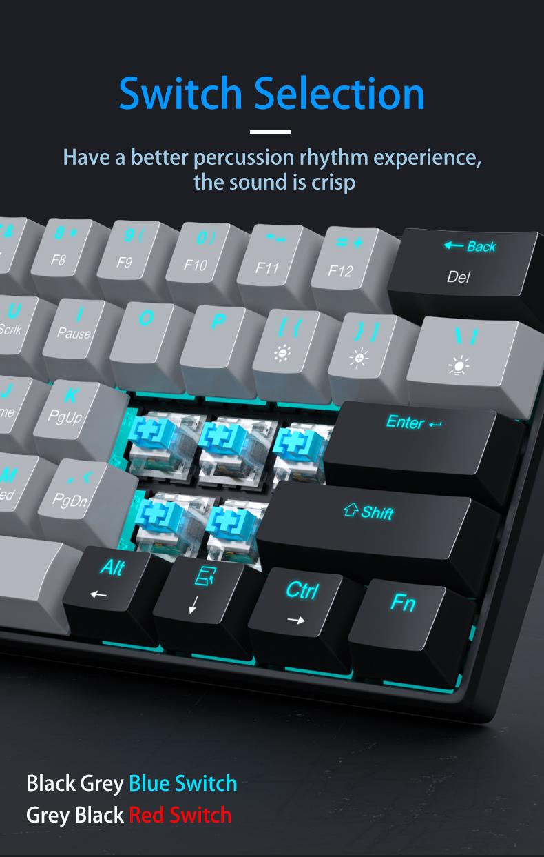 MageGee 60% Mechanical Keyboard, Game Keyboard with Blue Switch and Navy Blue Backlight, Small and Compact 60% Keyboard Mechanical, Portable 60% Game Keyboard, Gamer