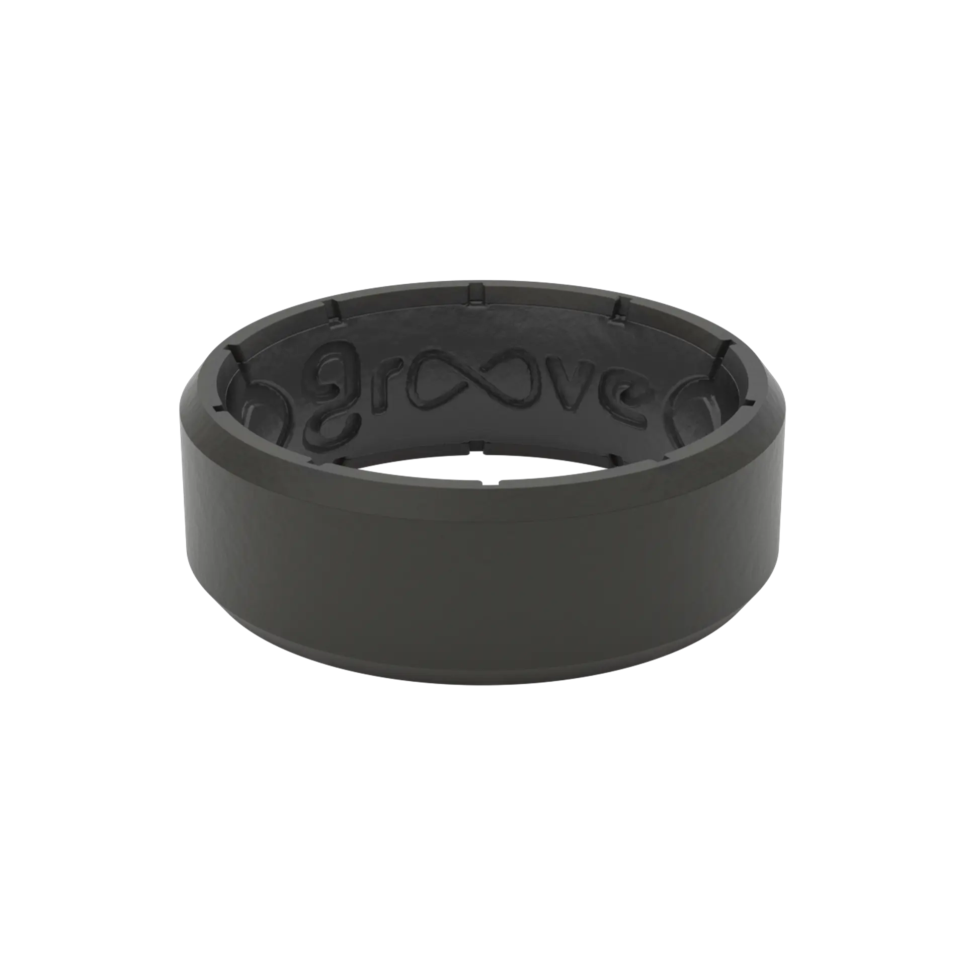 Groove Ring – Men’s Black Silicone Wedding Band, Breathable & Flexible – Edge Black