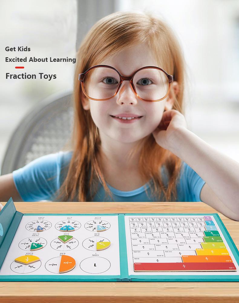 Montessori Early Education Wooden Magnetic Fractions Puzzle - Interactive Math Learning Tool for Kids