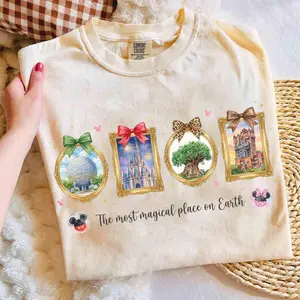 Youth and Adult Coquette Bow Walt World Most Magical Place on Earth Shirt, Epcot Center, Hollywood Studio, Animal Kingdom