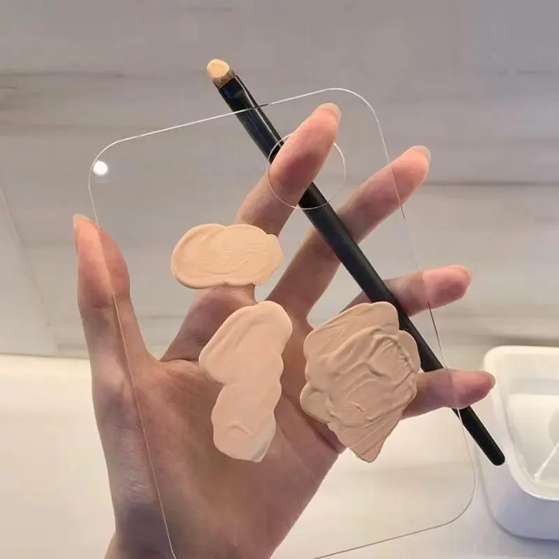 Clear Acrylic Makeup Mixing Palette with Thumb Hole, Transparent Paint Palette for Oil Painting, Eyeshadow and Nail Art, Cosmetics Makeup Tool