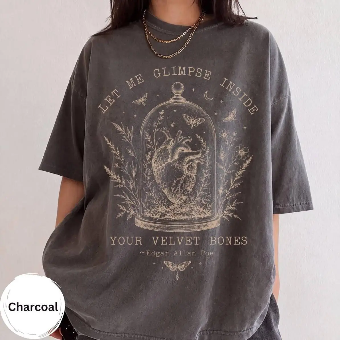 Edgar Allan Poe Shirt, Let Me Glimpse Inside Your Velvet Bones Tee, Gothic Anatomy Shirt, Dark Academia Sweatshirt, Literary Gift, Full Color Selection, Pick Your Favorite, Classic Fashion, Fits Every Occasion