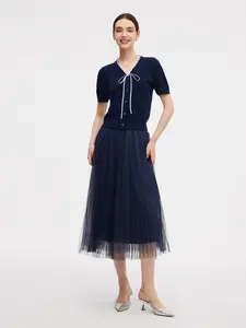 Knitted Women Cardigan And Skirt Shortsleeve Set Two-Piece Set Fit Womenswear Clothes