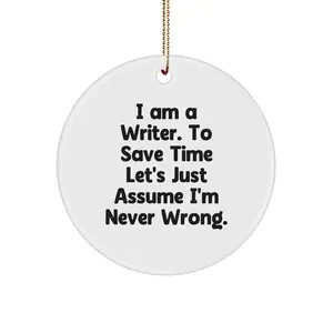 Funny Writer Circle Ornament Gifts for Writers, Christmas Unique Gifts from Friends, Coworkers, Family