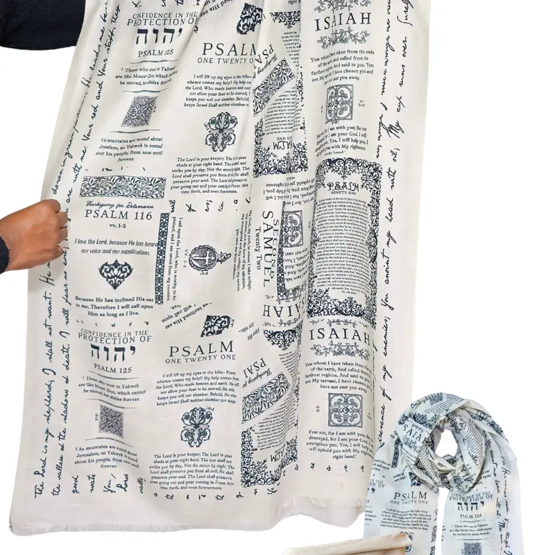 Prayer Scarves Women's Christian Protection Cotton Prayer Shawl - Psalm 91, Isaiah 41:10, Generously Sized, Large Enough to Wrap Comfortably - Female Christian Encouragement Gift