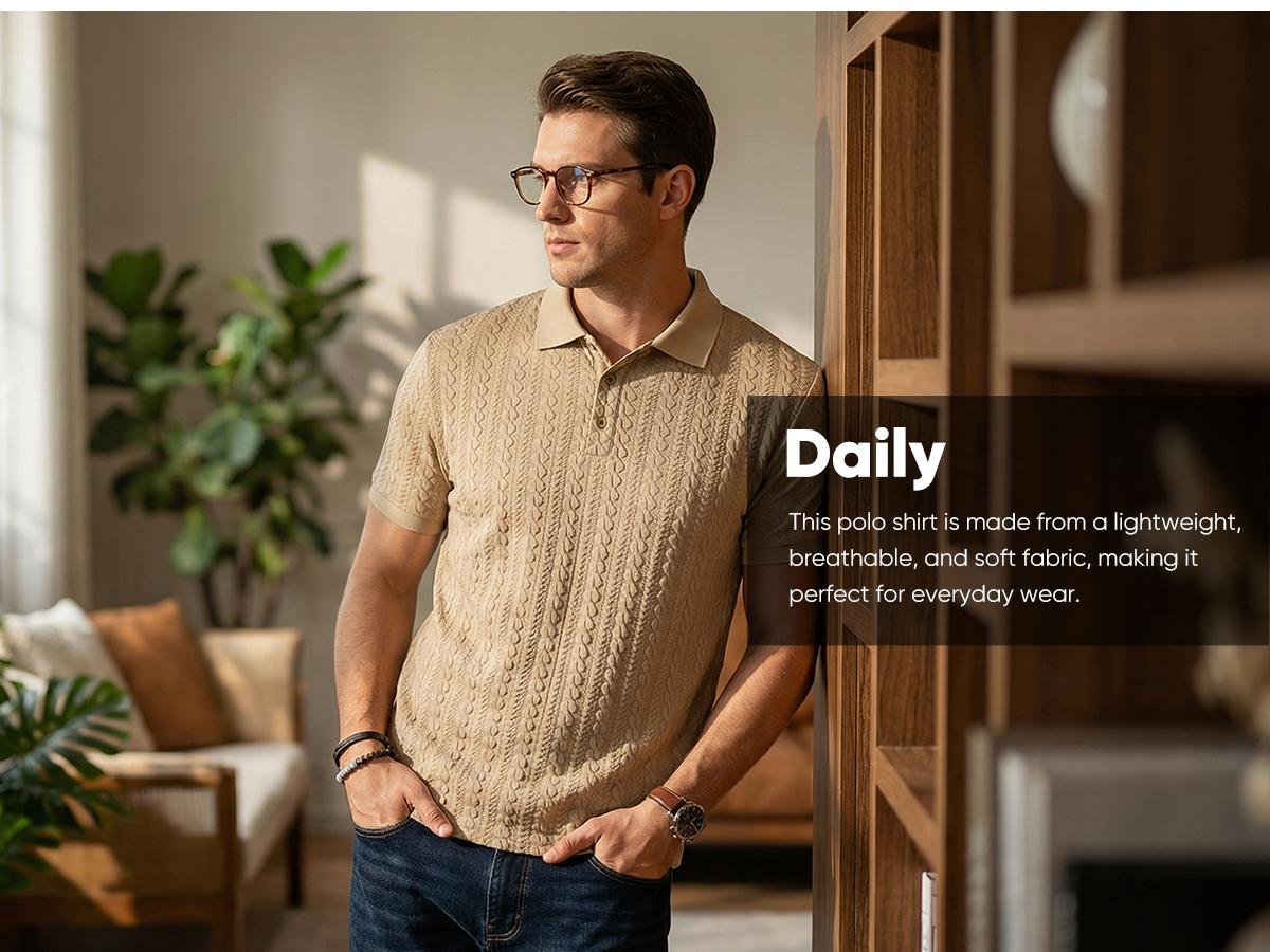 JMIERR Men's Polo Shirt Casual Knit Ribbed Textured Short Sleeve T Shirt Stretch Golf Shirt Summer Vacation Beach Shirts