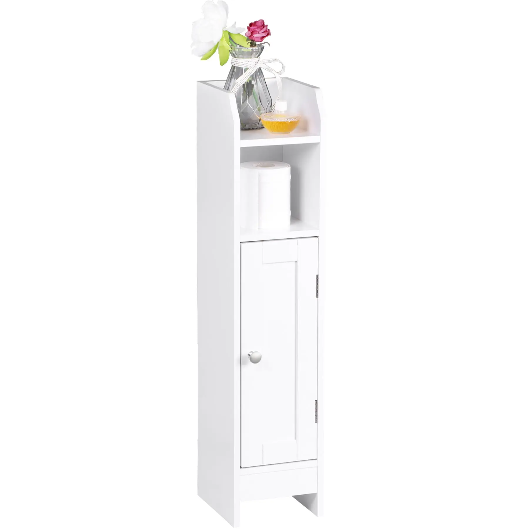 Segawe Compact Modern Wall-Mount Toilet Storage Cabinet - Assembled Door-Shaped Cupboard with Adjustable Shelf, Narrow Vertical Design, Plant Display Top, TP Hidden Bottom, Easy Setup, Furniture for Small Spaces
