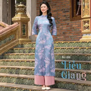 (26 màu) Set Traditional Vietnamese Ao Dai Cach Tan - Bộ áo dài gấm cách tân - Ready to ship - Square neck