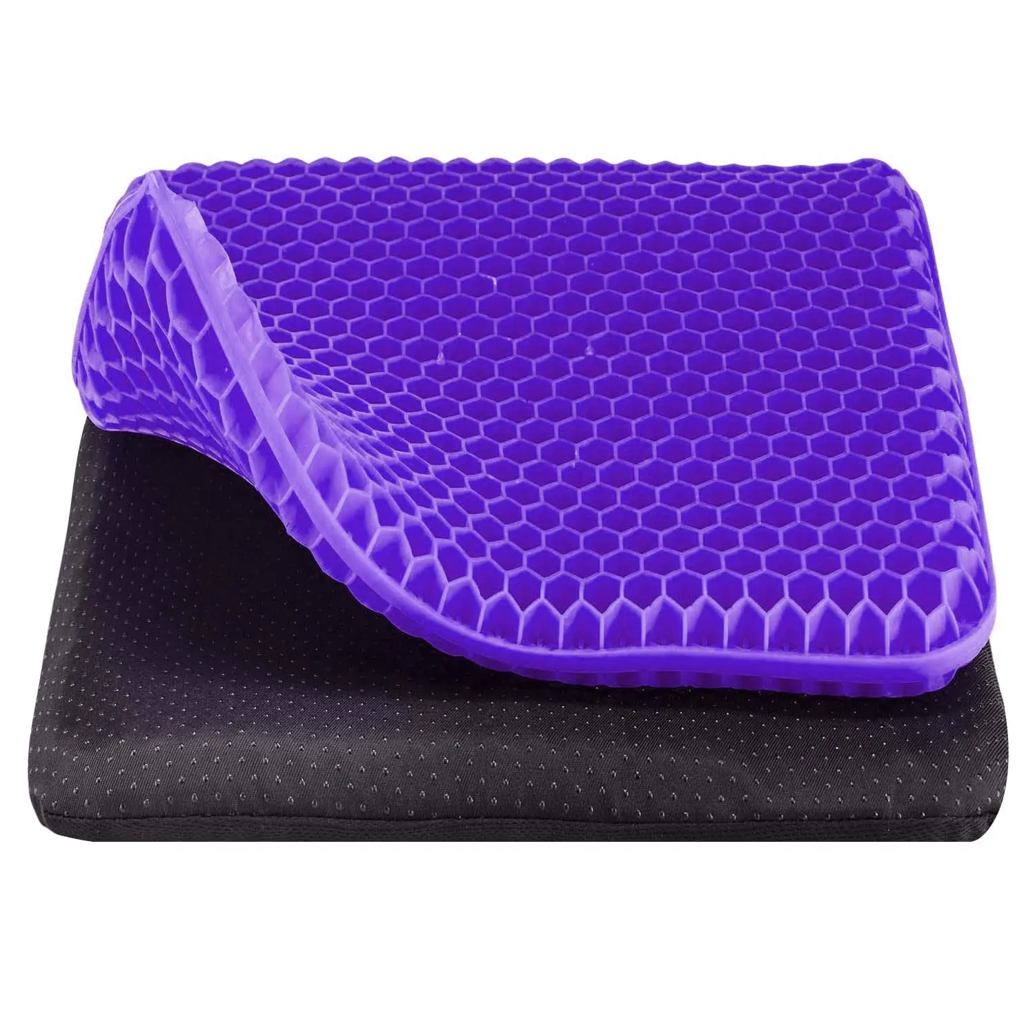 Breathable Gel Chair Cushion - Double Layer TPE Honeycomb Pad with Washable Cover, Cooling Office Chair/Wheelchair Cushion for Modern Commuting, Hip-Curve Fit Eases Pressure & Tailbone Pain Relief
