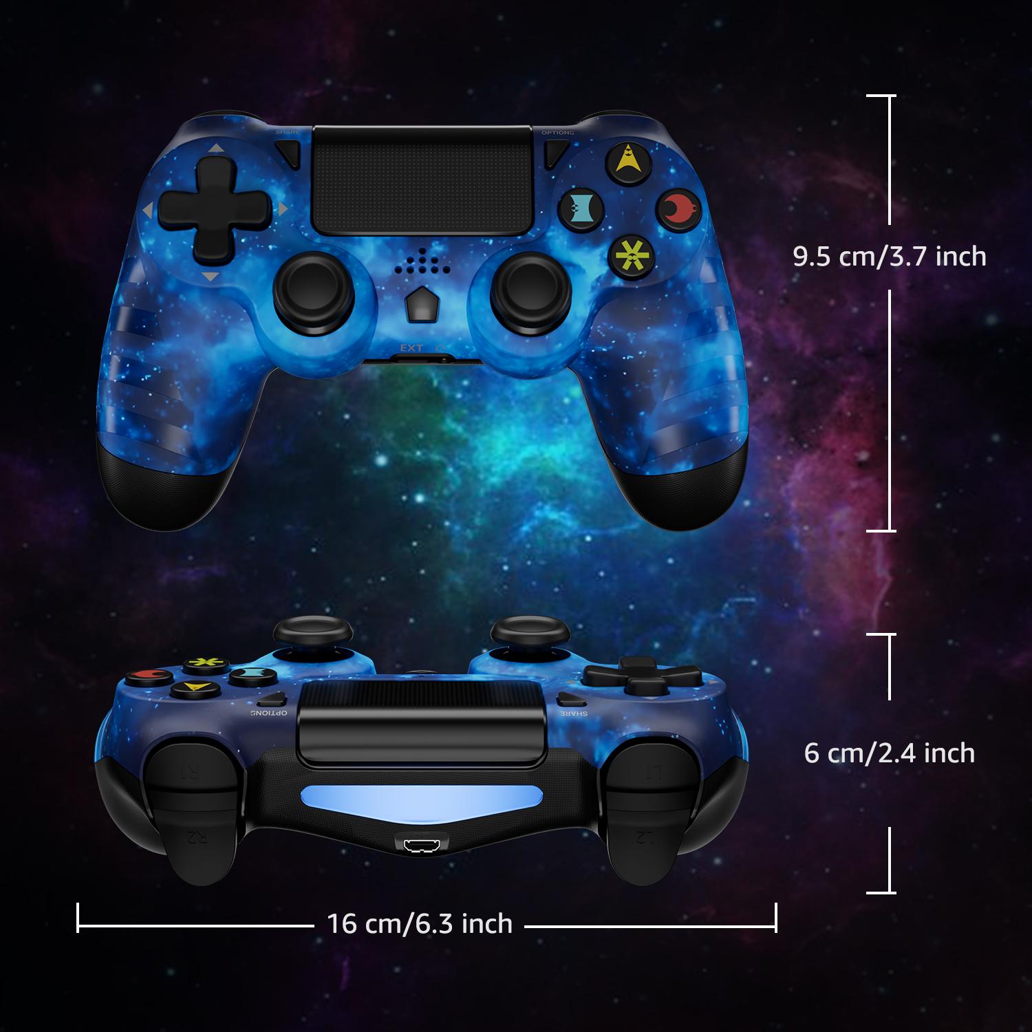 Wireless PS4 Controller Compatible with PS4/Pro/Slim, PC, Android, iOS, WithDual Vibration, Motion Sensing, Touchpad, Light Bar, Share, 3.5mm Headphone Jack, Perfect For PS4 Games