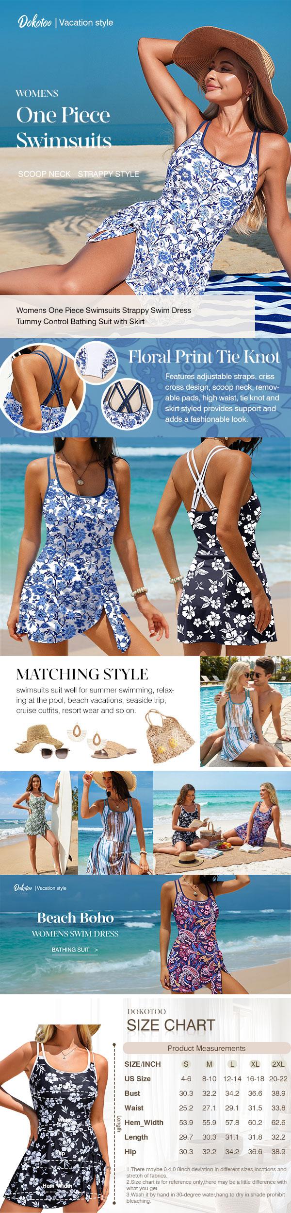 Dokotoo Womens One Piece Swimsuits Strappy Swim Dress Tummy Control Bathing Suit with Skirt Dokotoo Womens One Piece Swimsuits Strappy Swim Dress Tummy Control Bathing Suit with Skirt