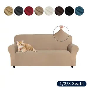 Easy-Going Solid Sofa Cover, Stretch Jacquard Slipcover For 1,2,3 Seater Couch, Durable Washable Furniture Protector, Livingroom for Kids, Pets, Dog and Cat, Lifehacks