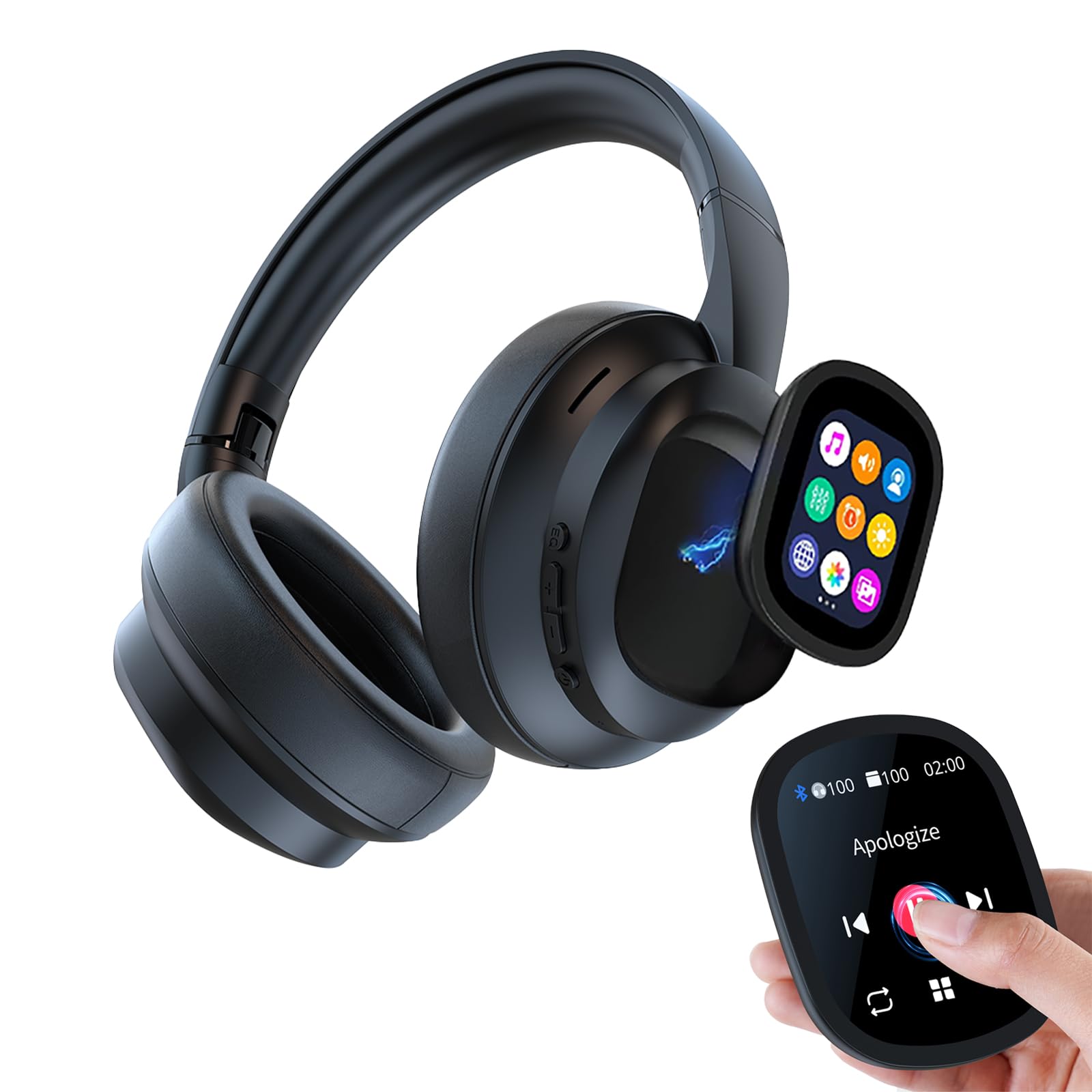 VUB Bluetooth LCD Touchscreen Wireless Headphones with DIY Wallpapers and Multiple Features