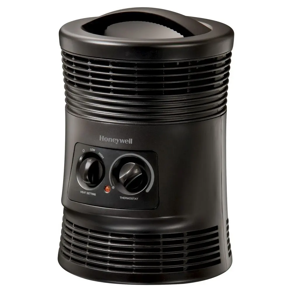 Honeywell HHF360B 1500W 360˚ Surround Indoor Heater Black: Portable Space Heater for Bedroom ETL Listed Fan Driven