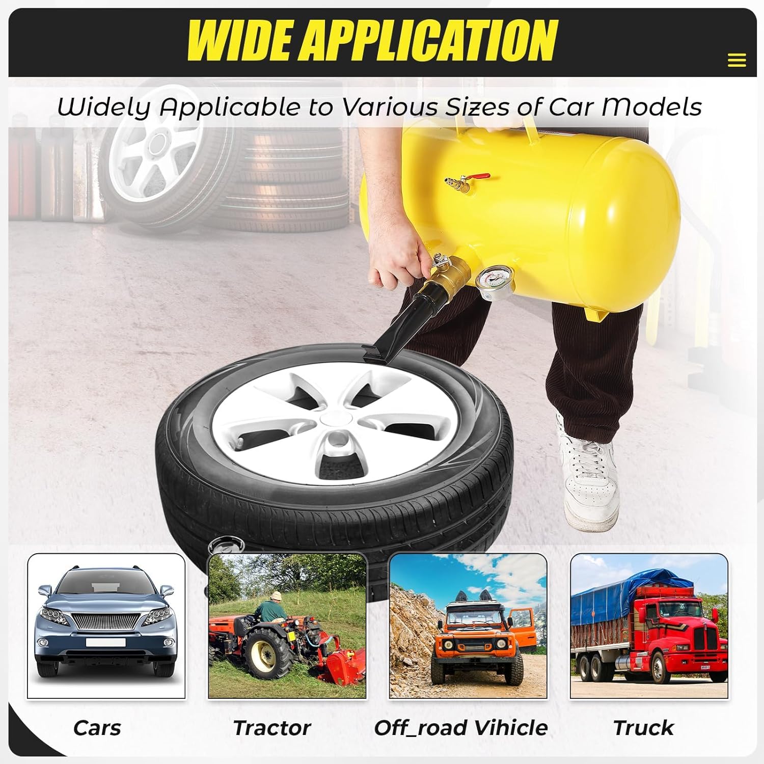 5 Gallon Air Tire Inflator with Pressure Gauge & Handle, 145 Max PSI Tire Seater Blaster, Heavy Duty Air Tires Bead Seater for Car, Truck, ATV Tires 5 Gallon Air Tire Inflator with Pressure Gauge & Handle, 145 Max PSI Tire Seater Blaster, Heavy Duty Air Tires Bead Seater for Car, Truck, ATV Tires