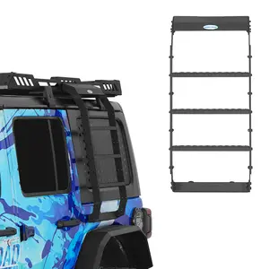 Hooke Road Side Roof Rack Ladder with 3 Steps for 2007-2018 Jeep Wrangler JK & 2018-2026 Wrangler JL Hardtop