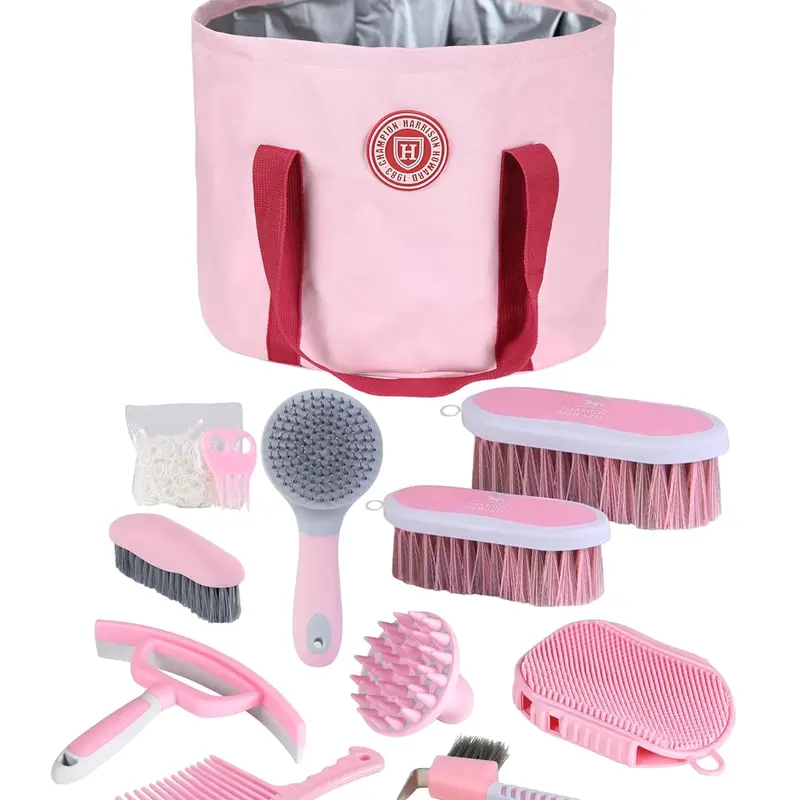 Harrison Howard Grooming Kit Durable Non-Slip Comfy, Comprehensive Equine Care Set for Horses, Portable with Mud-Lift Curry & Mane Styling Tools, Boosts Shiny Healthy Coat for Daily Outdoor Use
