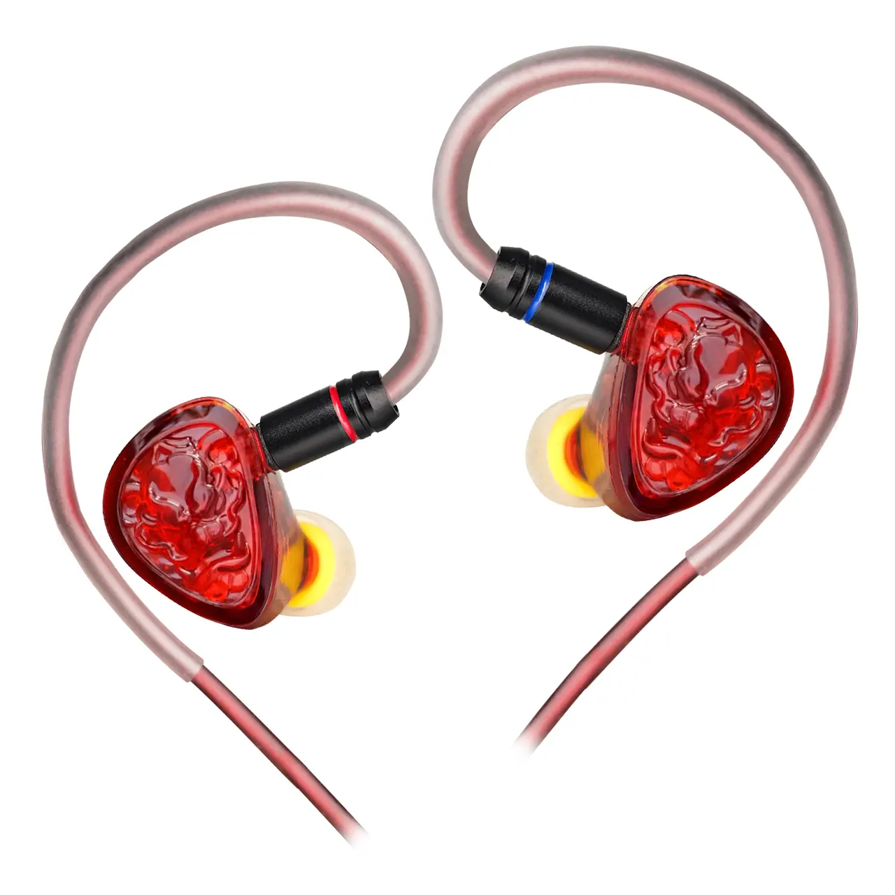 TANGZU Wan'er S.G II Red Lion HiFi Wired In-Ear IEM Earbud Headset - 10mm Dynamic Driver, Passive Noise Cancellation, Mic, FPS Gaming, Gamer Stuff, Gaming Setup Accessories, In-Ear Wired for Pocket Ease, Phone Laptop PC Accessory