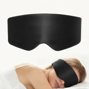 Mulberry Silk Sleep Mask, 360° Blackout Eye Cover, Slim Fit for Side Sleepers, Silent Adjustable Strap, Travel Eye Mask for Flights, Black