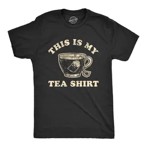 Mens This Is My Tea Shirt T Shirt Funny Cup Of Tea Sarcastic Wordplay Graphic Novelty Tee Mens Funny T Shirts Cool Vintage Fashion T-Shirt Gift Classic Menswear Sarcastic Apparel for Men Funny Food Short Sleeve Black