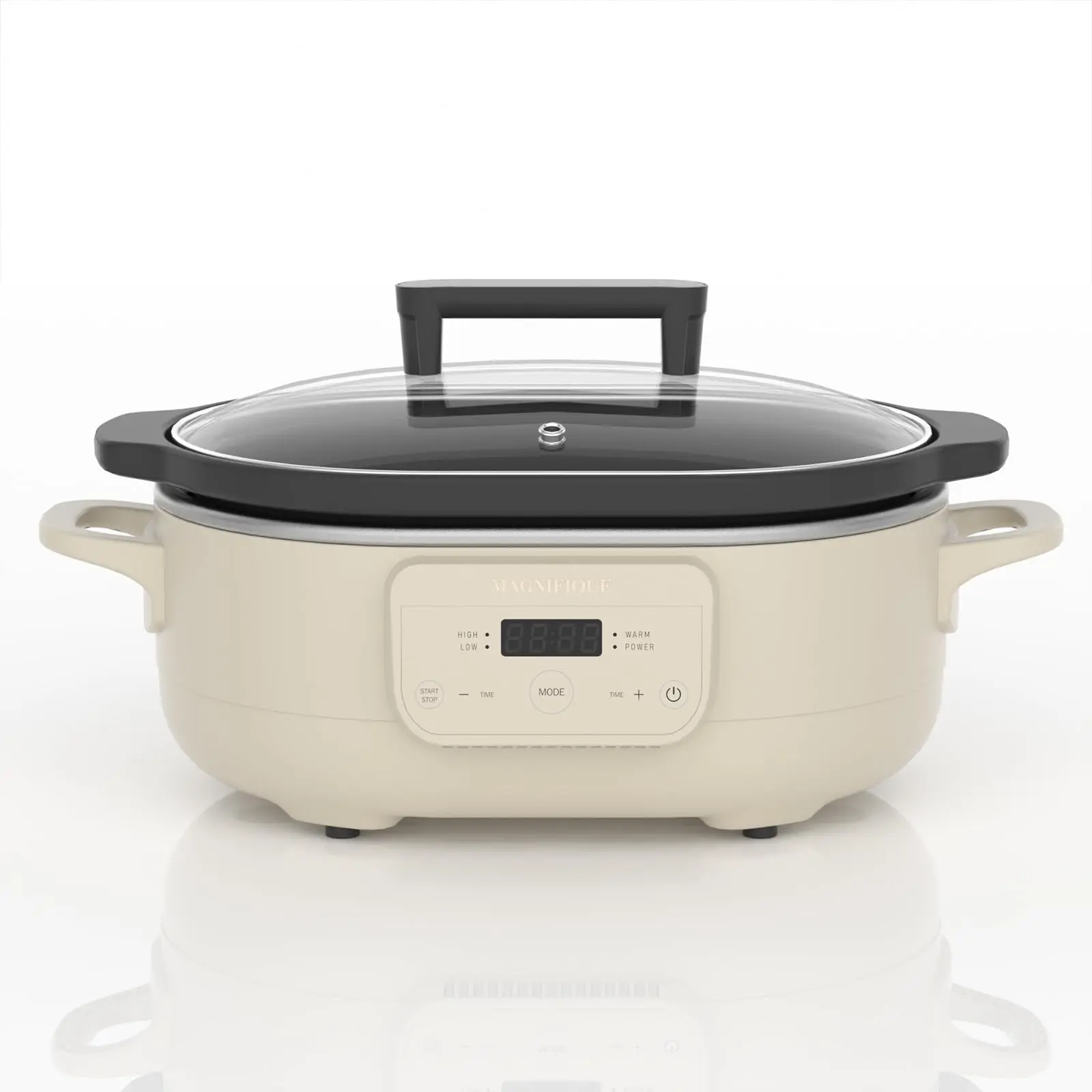 6-Qt Programmable Multifunctional Cooker - Slow Cook & Rice Cooking System with Removable Non-Stick Easy Rinse Pot, Eco-Ceramic Non-Toxic Digital Display, Ceramic Design for Small Kitchens & Family Dinners