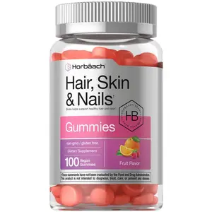 Horbäach Hair Skin and Nails Gummies | 100 Count | with Biotin | Fruit Flavored Vitamins | Non-GMO, Gluten Free Supplement