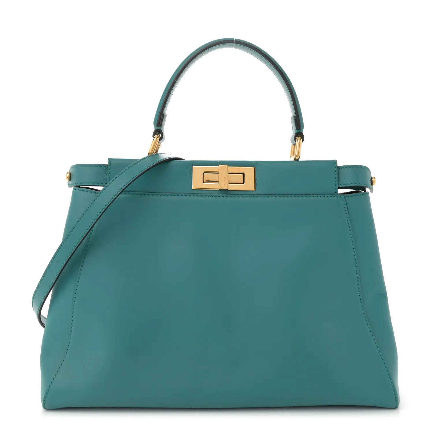 Pre-owned FENDI Vitello Calfskin & Morgan Fabric Jacquard Shoulder Bags Vitello Morgan Fabric Jacquard Pequin Medium Peekaboo Iconic Satchel Lago Black