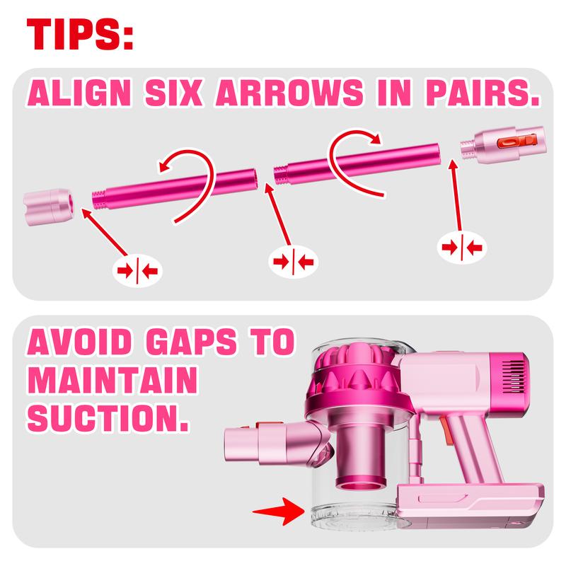 BLAXTEM 4-in-1 Kids Toy Vacuum Cleaner Set with Real Suction Interactive Fun for Toddlers 4 Attachments Auto Manual Mode Gift for 3-7 Year Olds