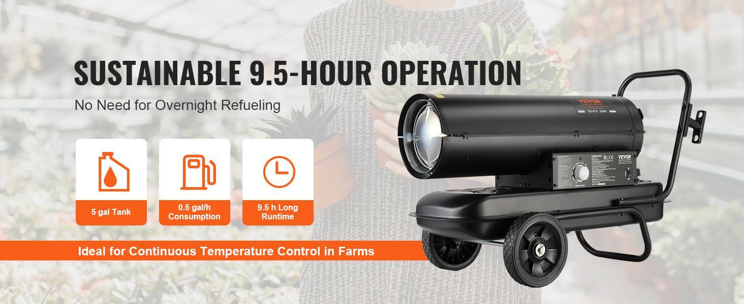 VEVOR Kerosene Forced Air Heater, 70000 BTU Portable Torpedo Diesel Space Heater with Thermostat, 5 Gallon Tank Energy-Efficient heavy-duty Heater, for Indoor Outdoor Use Workshop Industry VEVOR Kerosene Forced Air Heater, 70000 BTU Portable Torpedo Diesel Space Heater with Thermostat, 5 Gallon Tank Energy-Efficient heavy-duty Heater, for Indoor Outdoor Use Workshop Industry