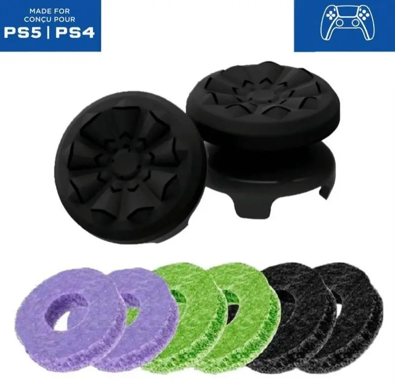 Precision Rings Thumbsticks Aim Boost Kit for PlayStation 5 (PS5) &Xbox Controller Accessories, Purple/Black Thumbsticks, Silicione Rubber 6 Pcs Precision Rings joystick ps5 joystick fps thumbsticks player controller