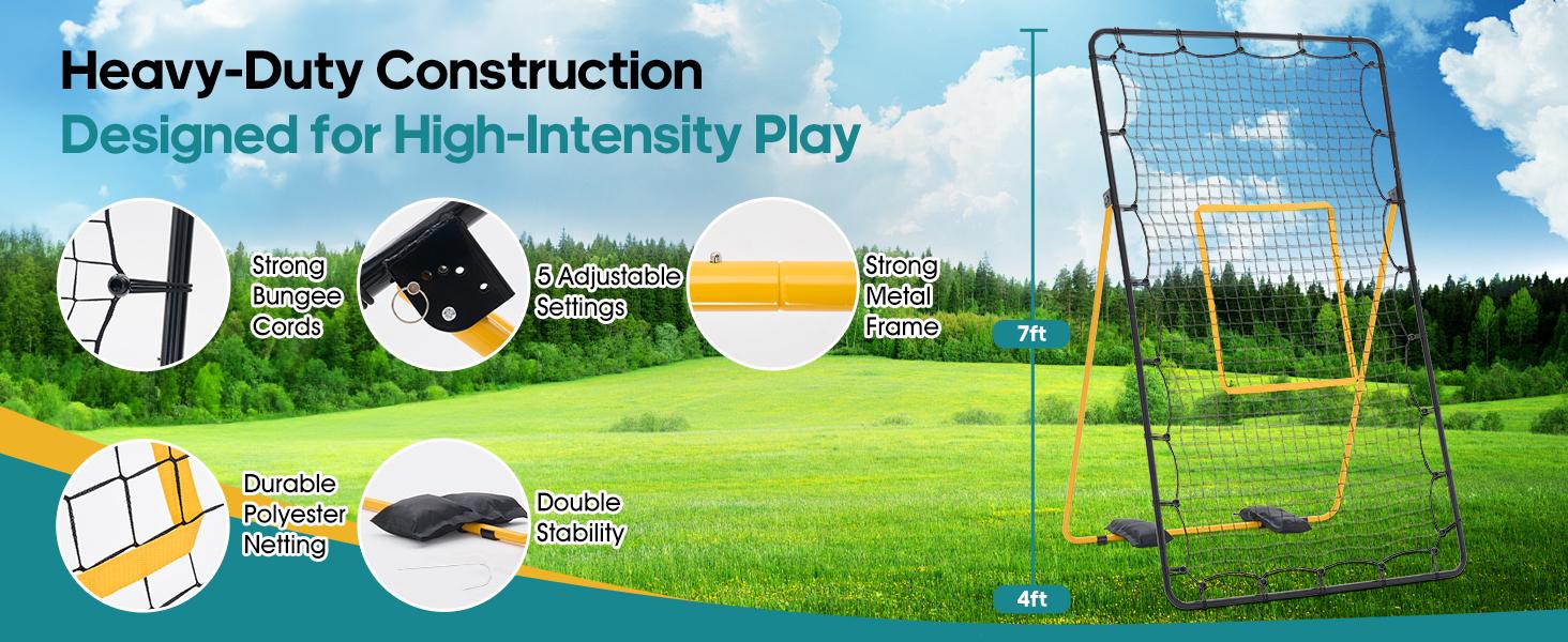 7x4 ft Volleyball Rebounder Net - Multi Sport Bounce Back Training Equipment with Travel Bag, 5 Adjustable Angles for Outdoor Indoor Practice, Spiking, Bumping, Volleying 7x4 ft Volleyball Rebounder Net - Multi Sport Bounce Back Training Equipment with Travel Bag, 5 Adjustable Angles for Outdoor Indoor Practice, Spiking, Bumping, Volleying