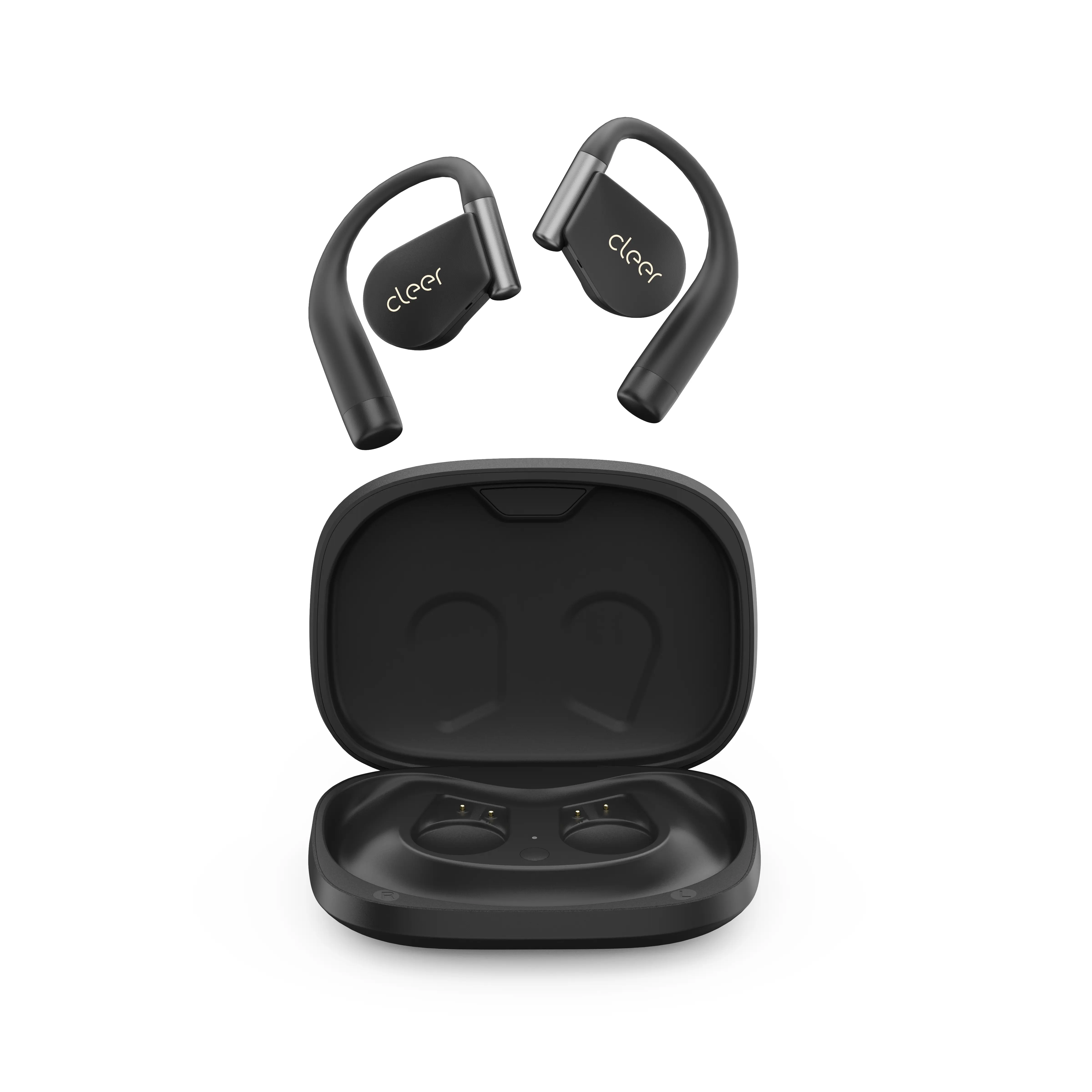 Cleer ARC 4 Open Ear True Wireless Bluetooth Headset - Silicone Earhook, 32H Playtime, IPX7 Waterproof Sports Earbuds, EQ Adjustment, Charging Case, Noise Isolation, High-Quality Audio, App Compatibility, Built-In Mics, Long-Lasting Batteries