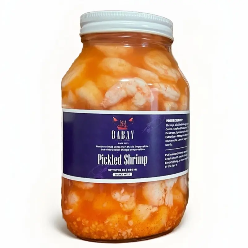Da Bay Pickle Factory+seafood Pickled Shrimp +Instant Marinated Food Jar Salt Garlic vinegar seafood seasoning+snack\addition to salad or crackers read description before purchase Natural