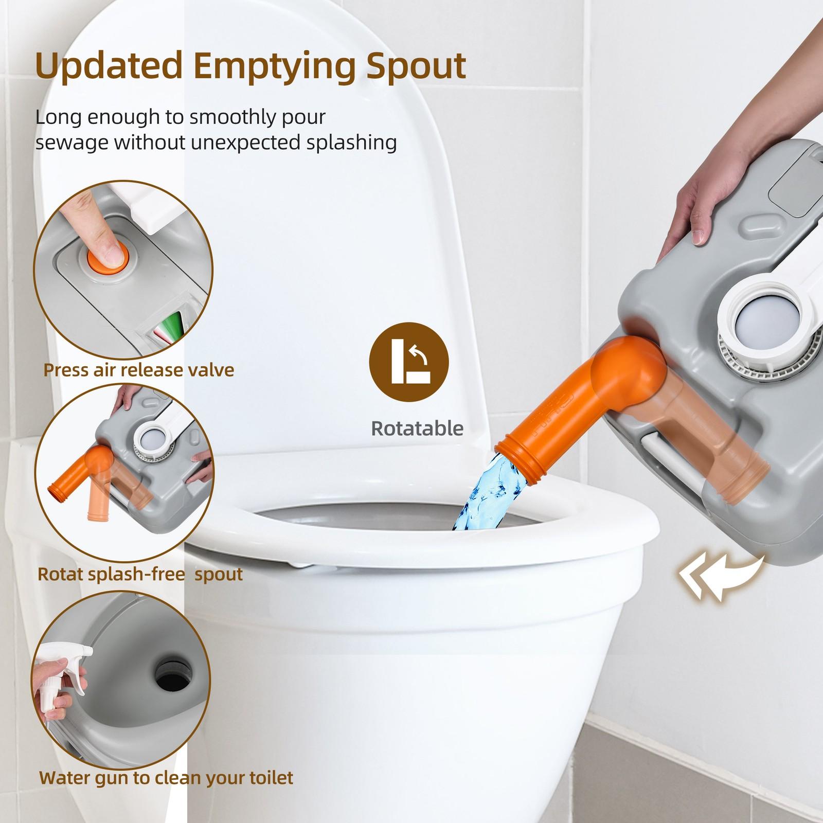 YITAMOTOR Portable Toilet 5.8 Gallon Camping Porta Potty with Sprayer & Handbag RV Toilet with Handle Pump Level Indicator for Motorhome Travel Car Boat Indoors & Outdoors YITAMOTOR Portable Toilet 5.8 Gallon Camping Porta Potty with Sprayer & Handbag RV Toilet with Handle Pump Level Indicator for Motorhome Travel Car Boat Indoors & Outdoors