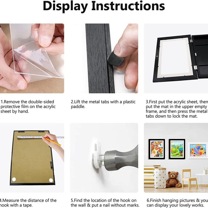 Magnetic Photo Frame, 1 Count Creative Children's Art Display Frame, Front-Opening Changeable Picture Wooden Framed, Kids Artwork Display Photo Frame, Home Decor Accessory