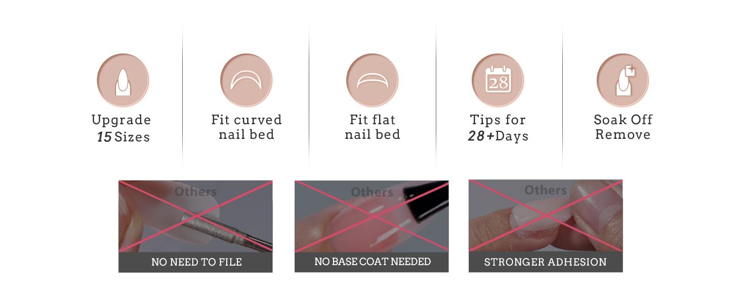 BTArtboxnails XCOATTIPS Press on Nails - 150pcs  Fall Short Square or Almond or Coffin French Tips, Skin Tones Soft Gel False Nail, Soak Off Acrylic Fake Nails Extensions