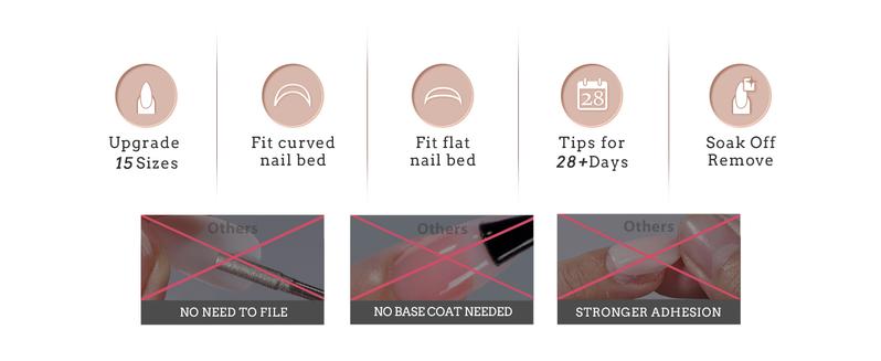 BTArtboxnails XCOATTIPS Press on Nails - 150pcs  Fall Short Square or Almond or Coffin French Tips, Skin Tones Soft Gel False Nail, Soak Off Acrylic Fake Nails Extensions