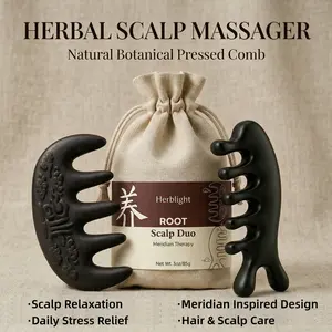 Herbal Aroma Scalp Comb Set, Botanical Pressed Head Massage Comb, Meridian Inspired Scalp Massager, Handcrafted Herbal Comb for Daily Scalp Care