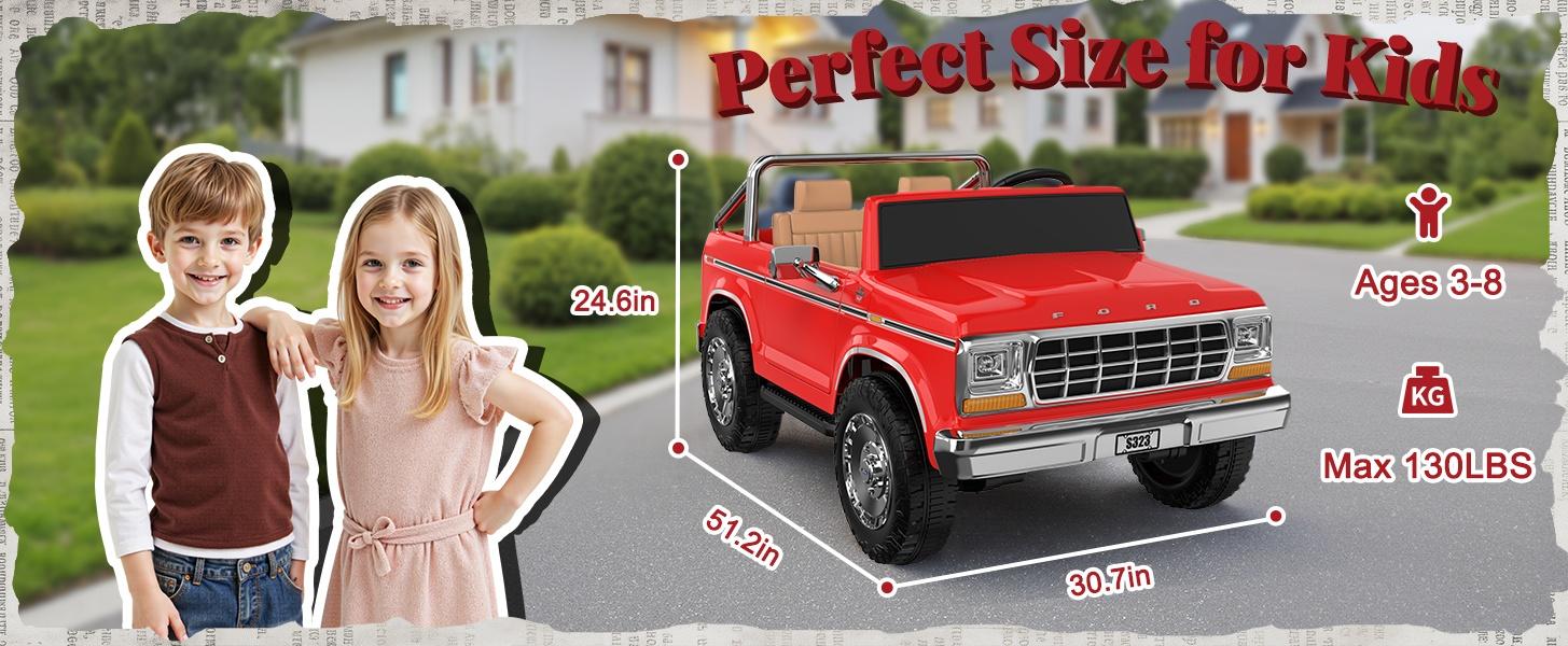 ANPABO Licensed Ford F-150 2 seat Kids Ride on Car 24V, 4 * 100W Motors, 3-Speeds, Soft Start, Large Storage Box, Music Player, Remote Control, Retro Style, Electric Car for Kids 3-8