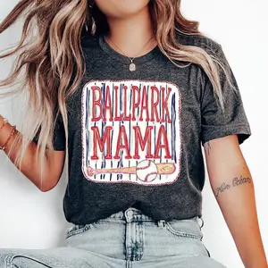 Ballpark Mama - Bella Shirt, Hit The Dang Ball, Baseball Fan, Sports Mom Tee, Trendy Baseball Game Shirt, Tailgating Shirt