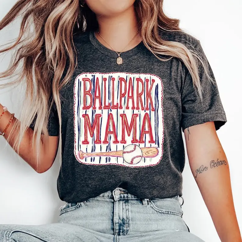 Ballpark Mama - Bella Shirt, Hit The Dang Ball, Baseball Fan, Sports Mom Tee, Trendy Baseball Game Shirt, Tailgating Shirt