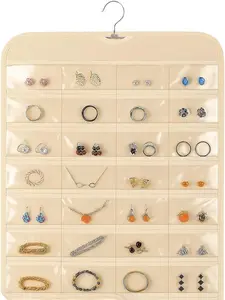 80 Clear Pockets earring organizer and storage, 1 Pack Hanging Jewelry Organizer, Accessories holder organizer for Closet, Jewelries, Necklace, Travel