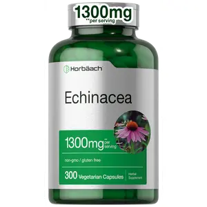 Horbäach Echinacea Extract Capsules 1300mg | 300 Count | Vegan, Non-GMO, Gluten Free Supplement