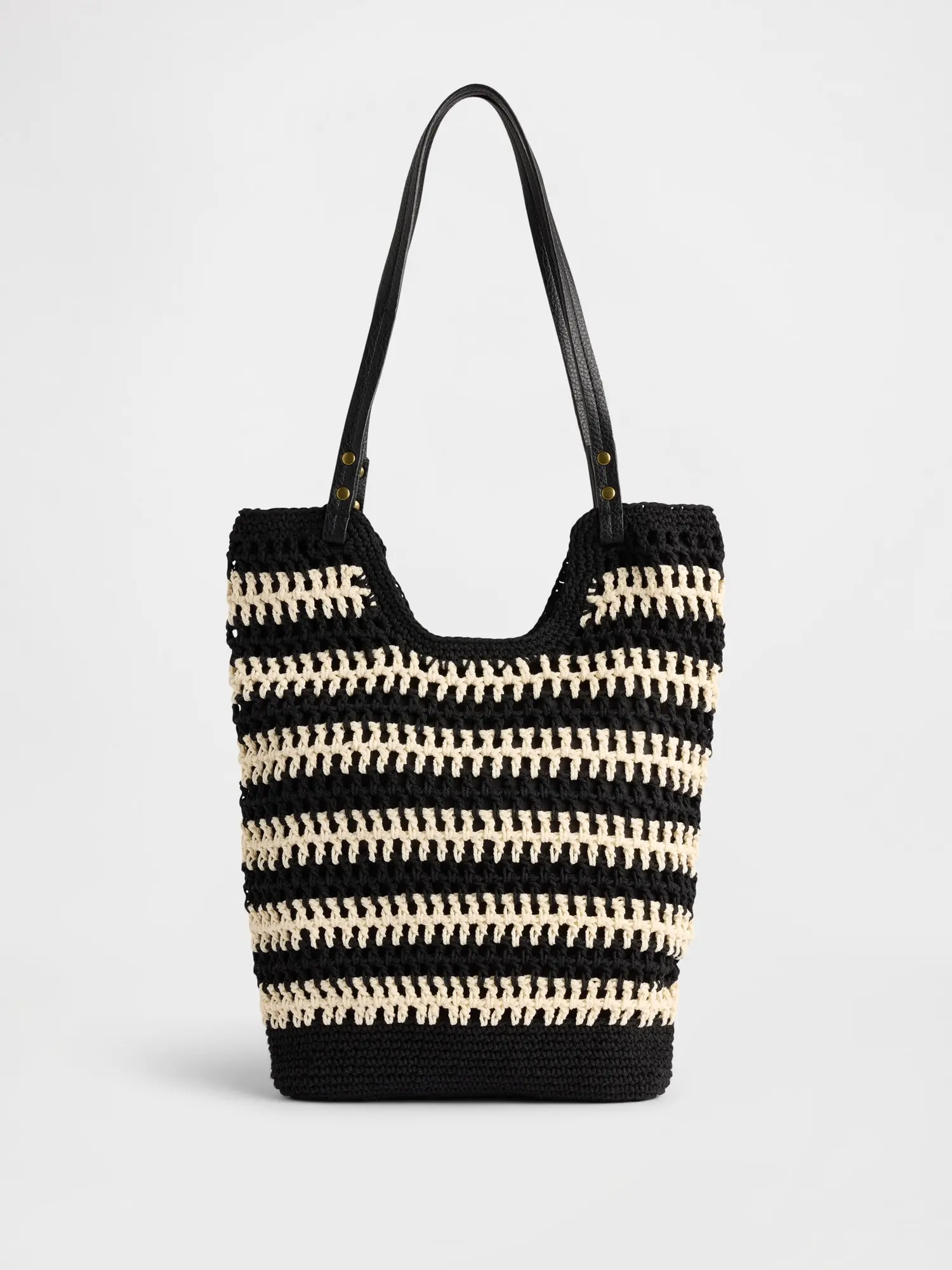 Ecote crochet Black and Cream Patterned Women\'s Bag Julia crochet bag in black satin main image 4