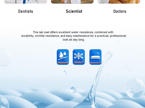 White Lab Coat for Women with 4 Pockets – Button Front Long Sleeve Consultation Coat, Soft Stretch Fabric