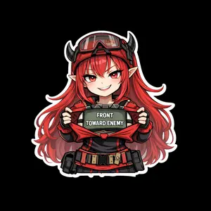 Rias Gremory Tactical Chibi Anime Sticker, High School DxD Cute Devil Girl Vinyl Decal, Kawaii Military Anime Sticker