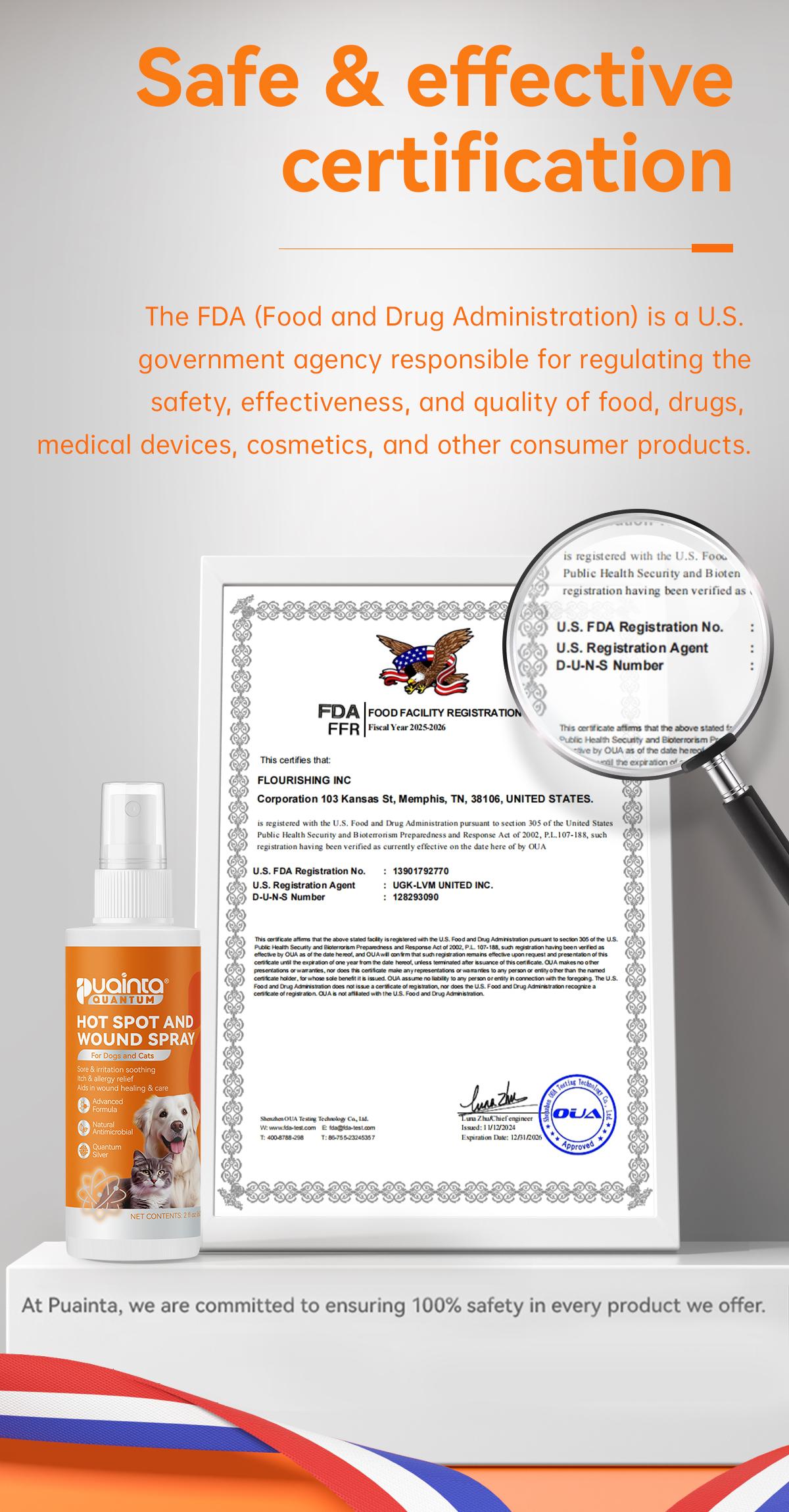 Itch Relief Spray for Dogs and Cats - PUAINTA Quantum Silver Hot Spot Care for Scratching and Redness, Natural Plant Based Formula for Allergies and Wounds, Vet Recommended Quality, Made in USA